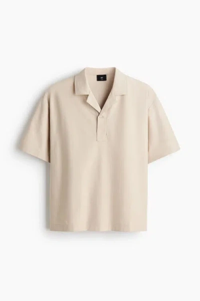 H&m Loose Fit Polo Shirt In Neutral