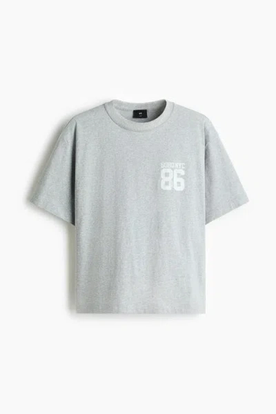 H&m Loose Fit Printed T-shirt In Gray