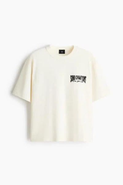 H&m Loose Fit Printed T-shirt In Neutral