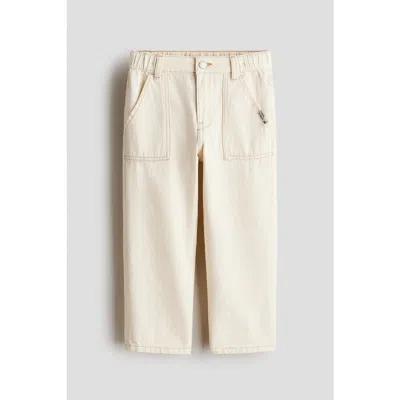 H&m Kids'  Loose Fit Tapered Leg Jeans In White