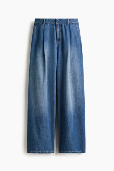 H&m Loose Fit Wide Regular Jeans In Blue