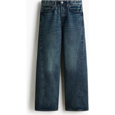 H&m Loose Straight Twisted Leg Jeans In Blue