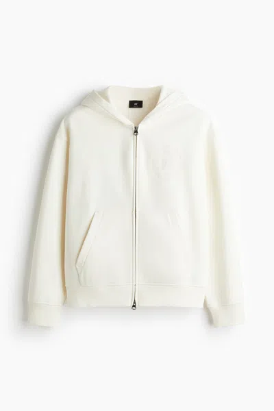 H&m Loose-fit Scuba Hooded Jacket In White