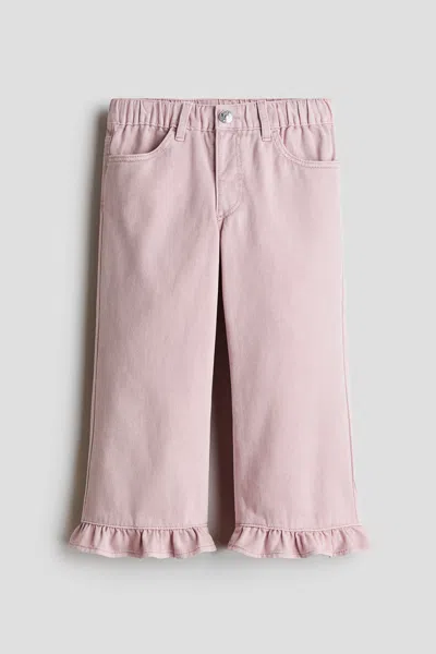 H&m Kids' Loose-fit Ruffle-trimmed Jeans In Pink