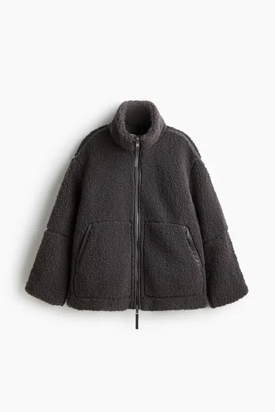 H&m Loose-fit Teddy Fleece Jacket In Gray
