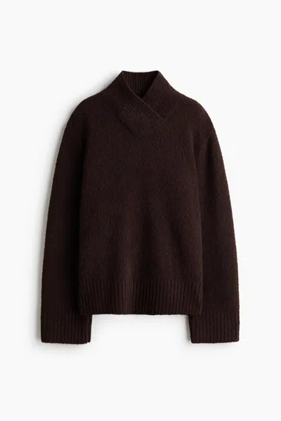 H&m Loose-fit Wool-blend Sweater In Burgundy