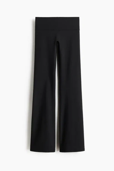 H&m Low Waist Flared Sports Leggings With Softmove In Black