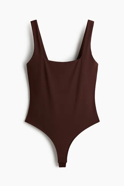 H&m Low-back Thong Bodysuit In Brown