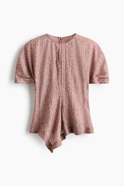H&m Lyocell-blend Handkerchief Blouse In Pink