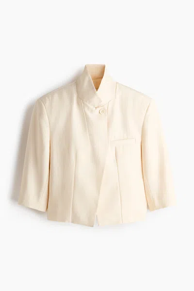 H&m Lyocell-blend Jacket With Elbow-length Sleeves In Cream