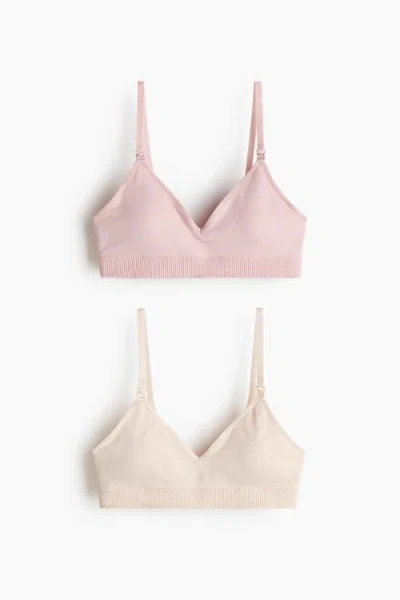 H&m Mama 2-pack Seamless Padded Nursing Bras In Pink
