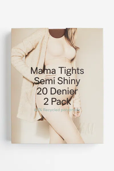 H&m Mama 2-pack Tights 20 Denier In Brown
