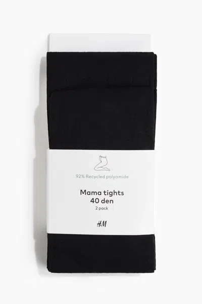 H&m Mama 2-pack Tights 40 Denier In Black