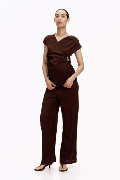 H&m Mama 2-piece Crinkled Jersey Set In Brown