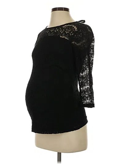 Pre-owned H&m Mama 3/4 Sleeve Top Black Boatneck Tops