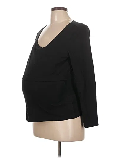 Pre-owned H&m Mama 3/4 Sleeve Top Black Plunge Neckline Tops