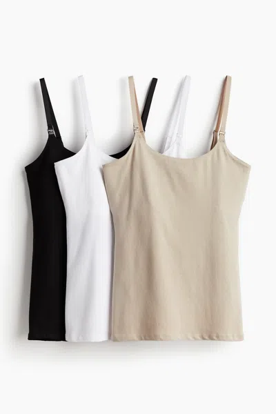 H&m Mama 3-pack Nursing Camisole Tops In Brown