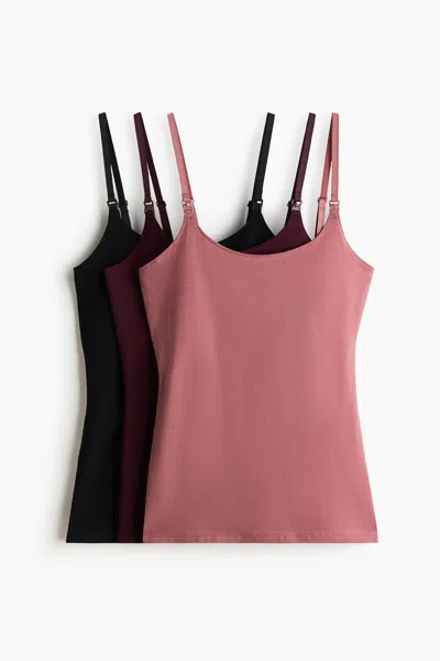 H&m Mama 3-pack Nursing Camisole Tops In Red