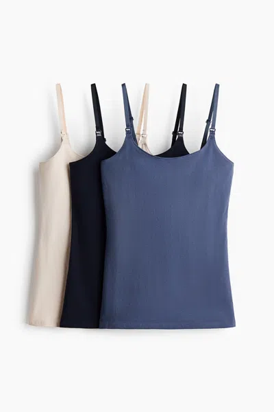 H&m Mama 3-pack Nursing Camisole Tops In Multi