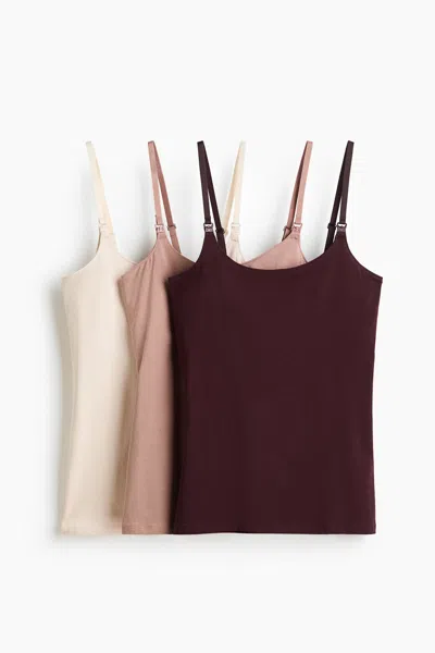 H&m Mama 3-pack Nursing Camisole Tops In Multi