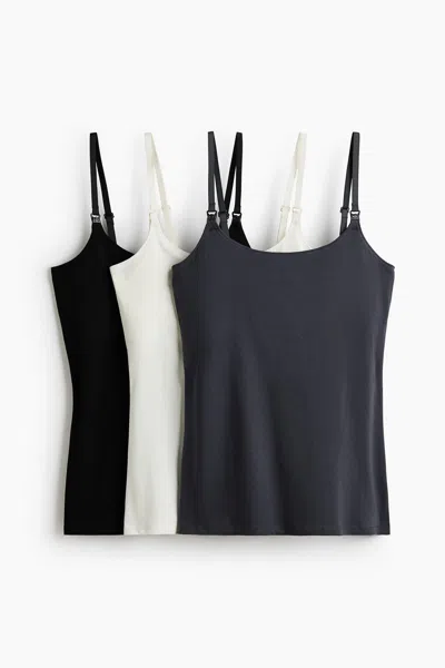 H&m Mama 3-pack Nursing Camisole Tops In Black