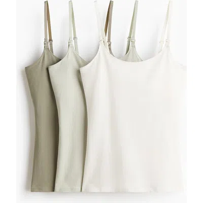 H&m Mama 3-pack Nursing Strappy Tops In White