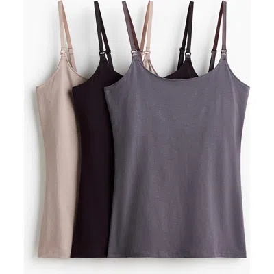 H&m Mama 3-pack Nursing Camisole Tops In Multi