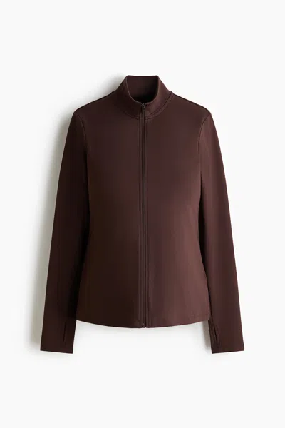H&m Mama Activewear Jacket In Dark Brown