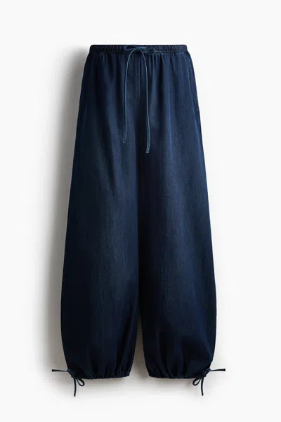 H&m Mama Balloon-leg Denim Pants In Dark Denim Blue