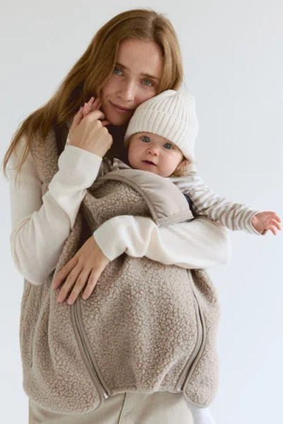 H&m Mama Before & After Babywearing Teddy Fleece Vest In Beige