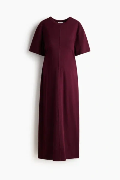 H&m Mama Cotton T-shirt Dress In Burgundy