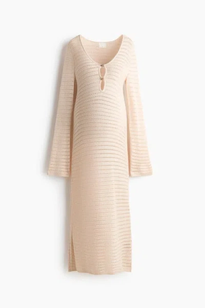 H&m Mama Crochet-look Dress In Neutral