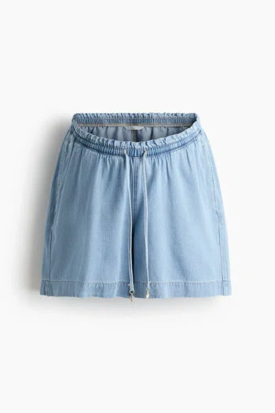H&m Mama Denim Drawstring Shorts In Blue