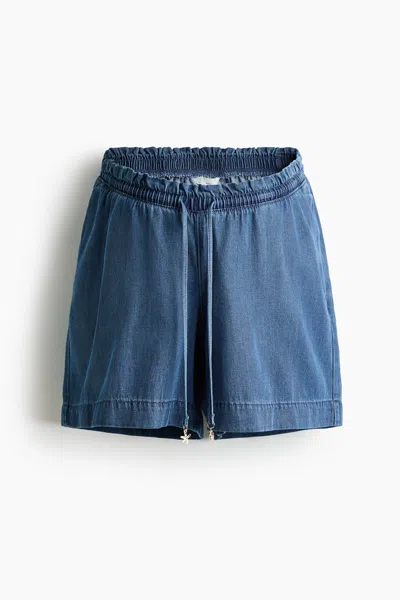 H&m Mama Denim Drawstring Shorts In Blue