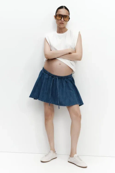 H&m Mama Flared Cotton-blend Skort In Blue