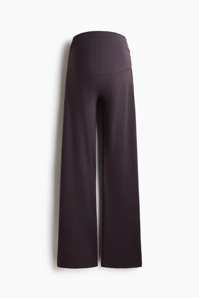 H&m Mama Flared Sports Leggings With Softmove In Dark Plum Purple