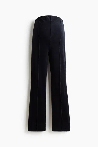 H&m Mama Flared Velour Pants In Blue