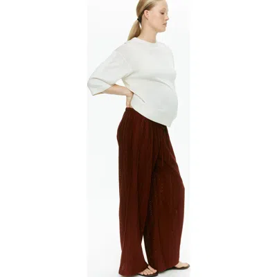 H&m Mama Lace-look Jersey Trousers In Brown