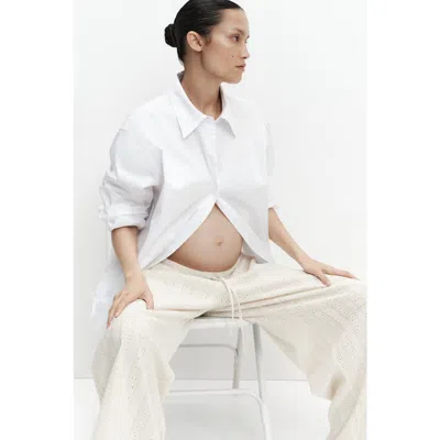 H&m Mama Lace-look Jersey Trousers In White