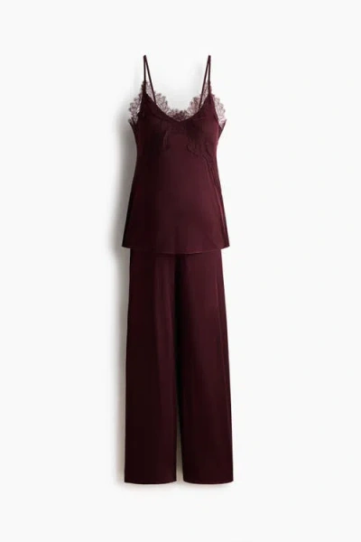 H&m Mama Lace-trimmed Jersey Pyjamas In Animal Print