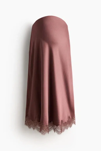 H&m Mama Lace-trimmed Slip Skirt In Brown