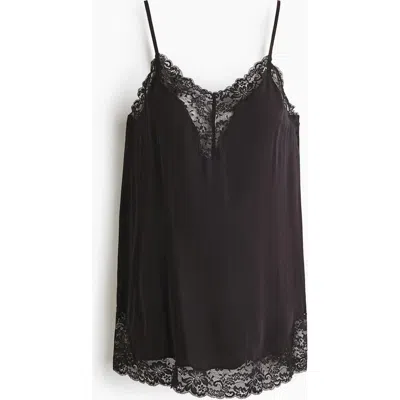 H&m Mama Lace-trimmed Strappy Top In Black