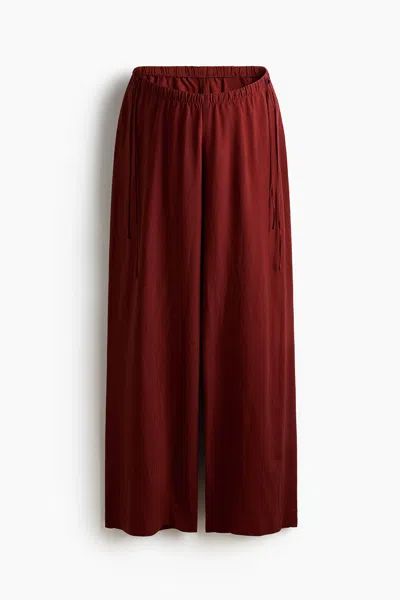 H&m Mama Linen-blend Drawstring Pants In Burgundy