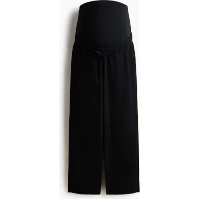 H&m Mama Linen-blend Drawstring Trousers In Black