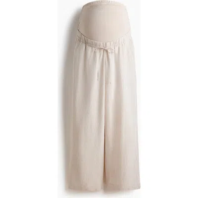 H&m Mama Linen-blend Drawstring Trousers In Neutral