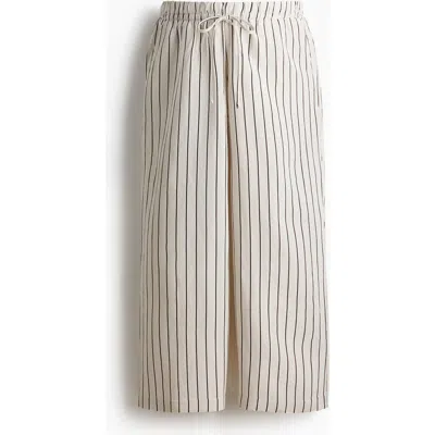 H&m Mama Linen-blend Drawstring Trousers In White