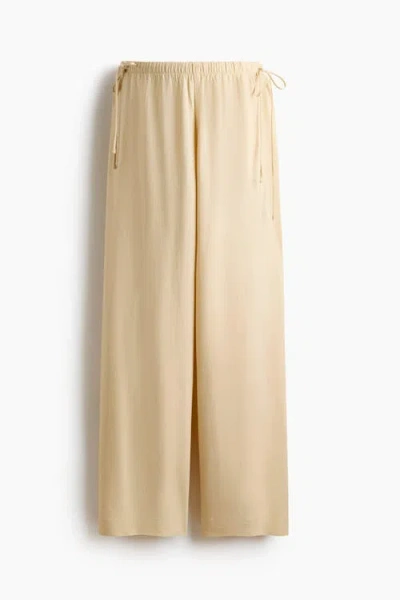 H&m Mama Linen-blend Drawstring Trousers In Yellow