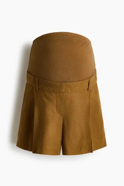 H&m Mama Linen-blend Shorts In Brown
