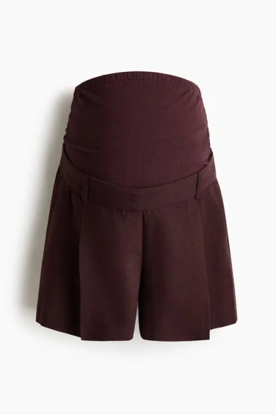 H&m Mama Linen-blend Shorts In Brown