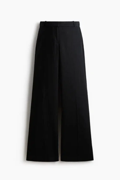 H&m Mama Linen-blend Tailored Trousers In Black